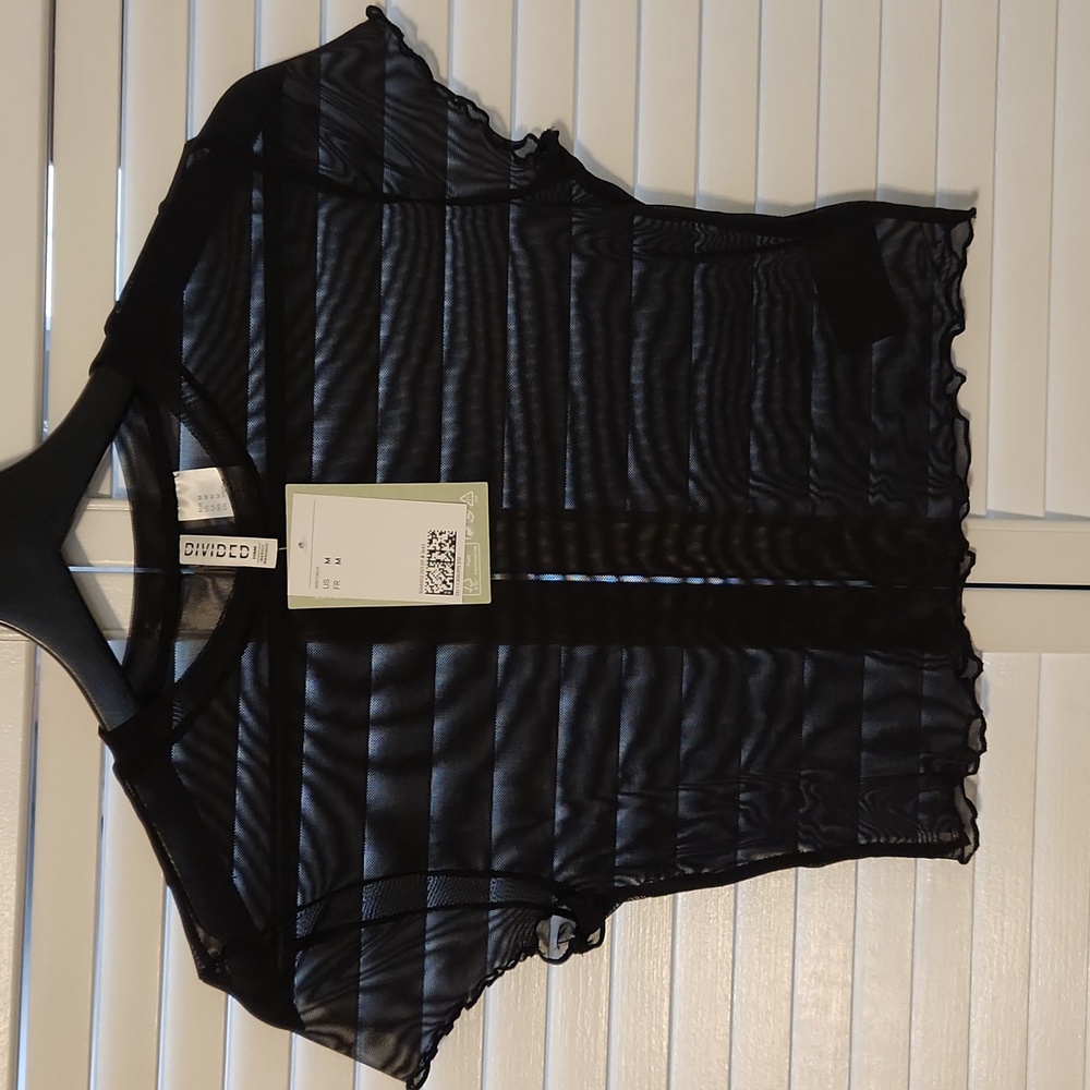 H&M Cropped Black Mesh Top